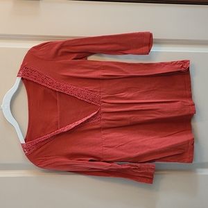 Women's size L unbranded orange 3/4 shirt